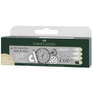 Feutre pitt artist pen boîte de 4 noir & blanc faber-castell