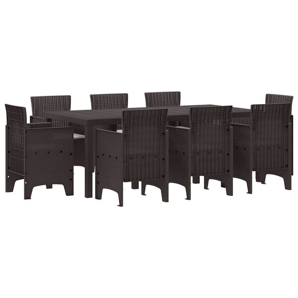 vidaXL Ensemble de salle à manger pour jardin 9 Pièces Marron Rattan Polt