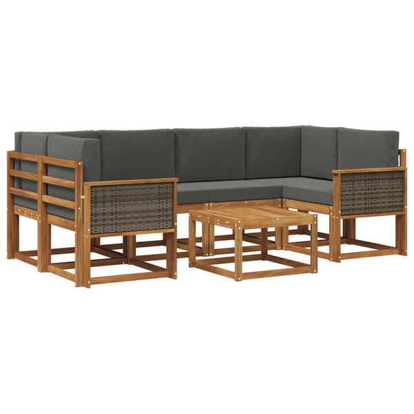 vidaXL Ensemble de canapés d'extérieur 5 Pièces Naturel et Anthracite