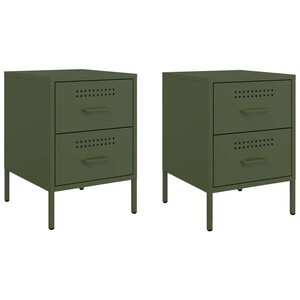 vidaXL Tables de chevet 2 Pièces vert olive 36x39x50 5 cm acier