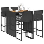 vidaXL Ensemble de bar de jardin 5 Pièces sans coussins noir poly rotin