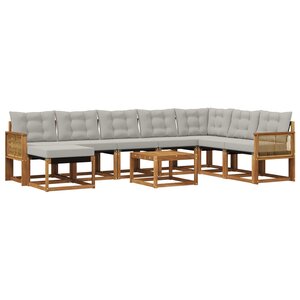 vidaXL Ensemble de canapés d'extérieur 9 Pièces Naturel et gris clair