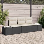 vidaXL Ensemble de canapé de jardin 3 Pièces Noir Poly rotin