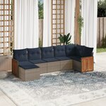 vidaXL Salon de jardin 7 Pièces avec coussins gris résine tressée