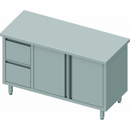 Table armoire basse inox - porte battante & tiroir - gamme 700 - stalgast -  - inox1300x700battante x700xmm