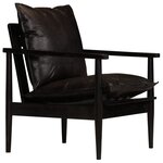 vidaXL Fauteuil Noir Cuir véritable avec bois d'acacia