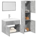 vidaXL Ensemble de meubles de salle de bain 3 Pièces gris béton