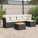 vidaXL Salon de jardin 6 Pièces avec coussins noir résine tressée