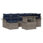 vidaXL Ensemble de canapé de jardin avec coussin 7 Pièces Gris Poly rotin