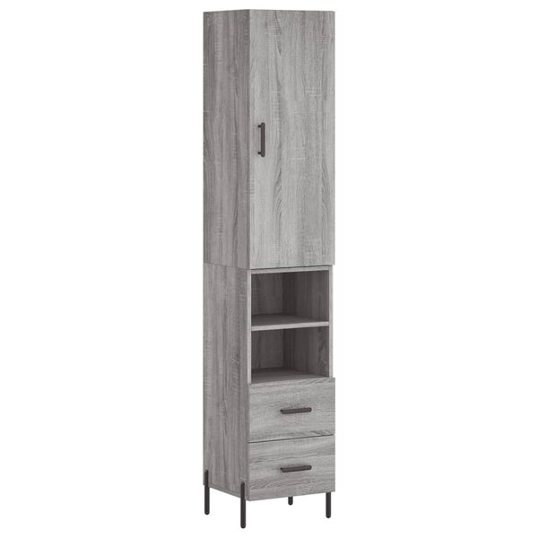 vidaXL Buffet haut Sonoma gris 34 5x34x180 cm Bois d'ingénierie
