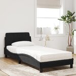 vidaXL Lit avec matelas Dover noir 90x190 cm velours