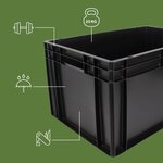 Pack and Move - Lot 3 Bacs Gerbables - Charge 20 kg - 60 x 40 x 32 cm - Stockage  Rangement  Outils  Bricolage - Résistant - Réutilisable - 60L