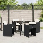 vidaXL Ensemble de jardin 5 pièces avec coussins en rattan poly noir