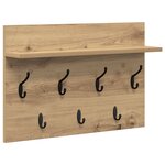 vidaXL Porte-manteau mural chêne artisanal 60 x 40 x 12 cm