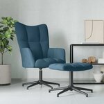 vidaXL Chaise de relaxation avec tabouret Bleu Velours