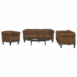 vidaXL Ensemble de canapés 3 Pièces marron velours