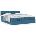 VidaXL Cadre de lit ottoman avec matelas bleu foncé 160x200 cm velours
