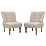 vidaXL Chaises en style français lot de 2 crème tissu