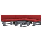 Salon de jardin meuble d'extérieur ensemble de mobilier palette 4 pièces avec coussins pin imprégné de gris 02_0018396