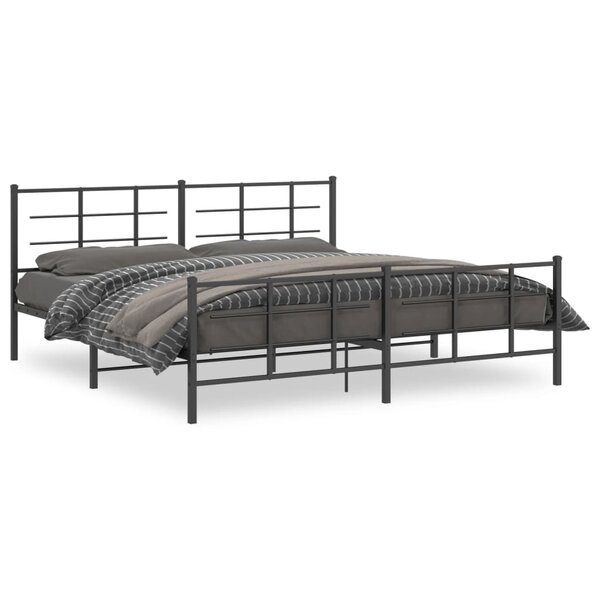 vidaXL Cadre de lit métal avec tête de lit/pied de lit noir 193x203 cm