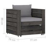 vidaXL Salon de jardin 2 Pièces avec coussins Bois imprégné de gris