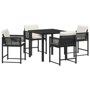vidaXL Ensemble de salle à manger pour jardin 5 Pièces Noir polyrotin