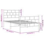 vidaXL Cadre de lit métal avec tête de lit/pied de lit blanc 107x203cm