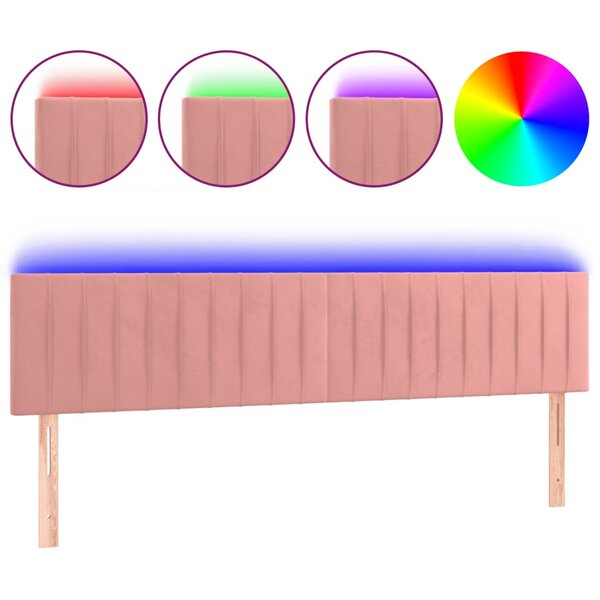 vidaXL Tête de lit à LED Rose 160x5x78/88 cm Velours