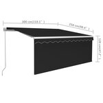 vidaXL Auvent manuel rétractable avec store 3x2 5 m Anthracite