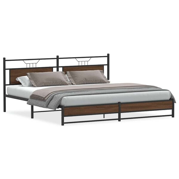 vidaXL Cadre de lit en métal sans matelas chêne marron 193x203 cm