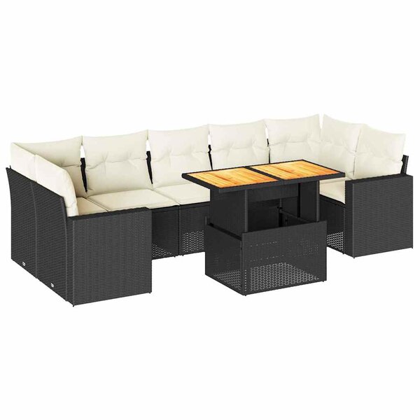 vidaXL Salon de jardin 8 Pièces avec coussins noir résine tressée
