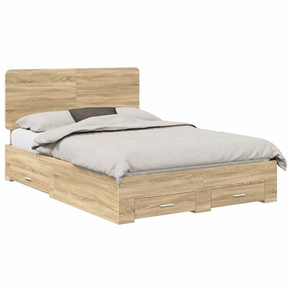 vidaXL Cadre de lit Chêne Sonoma 140 x 200 cm Bois d'ingénierie