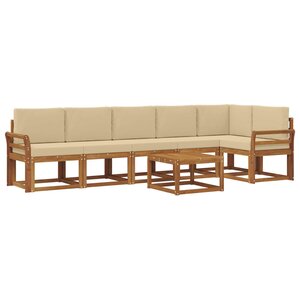 vidaXL Ensemble de canapés d'extérieur 7 pc Naturel et Beige