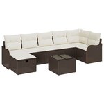 vidaXL Ensemble de canapé de jardin avec coussin 8 Pièces Marron et crème