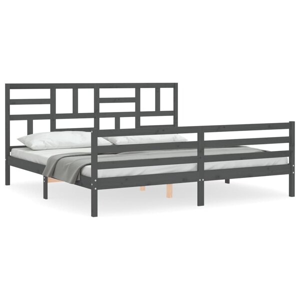 vidaXL Cadre de lit sans matelas gris 200x200 cm bois massif