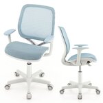 Chaise de bureau pivotante enfants avec hauteur réglable 80-92cm siège à roulettes enfants avec dossier &amp; accoudoirs ergonomique pour 6-15 ans bleu 20_0005689