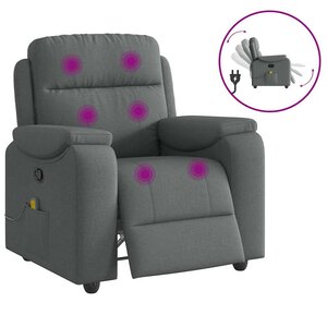 vidaXL Fauteuil de massage inclinable Gris foncé Tissu