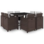 vidaXL Ensemble à manger d'extérieur avec coussins 9Pièces Résine tressée