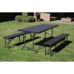 Perel Banc pliable avec motif d'osier Noir FP160R