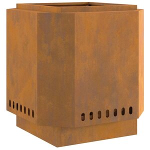 vidaXL Foyer sans fumée Marron 48 x 48 x 51 cm Acier Corten