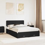 vidaXL Cadre de lit avec tiroir Noir 140 x 190 cm Bois d'ingénierie
