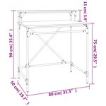 vidaXL Bureau chêne fumé 80x50x90 cm bois d'ingénierie et fer