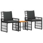 vidaXL Ensemble de meubles d'extérieur 3 Pièces Noir et Gris foncé
