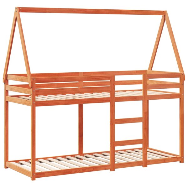 vidaXL Lit superposé avec toit cire marron 75x190cm bois massif de pin
