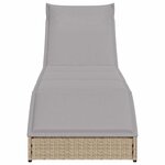 VidaXL Chaise longue pliante coussin et rangement beige résine tressée