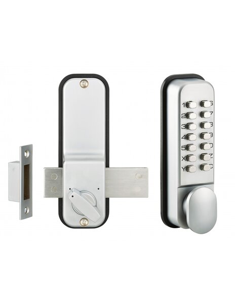 THIRARD - Verrou à combinaison mécanique en applique pour porte intérieure  8 chiffres ou lettres  chromé mat - THIRARD