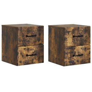 vidaXL Cabinet de chevet mural 2 Pièces Chêne fumé 34 5 x 33 x 40 cm
