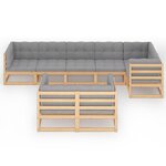 vidaXL Salon de jardin 8 Pièces avec coussins Bois de pin massif