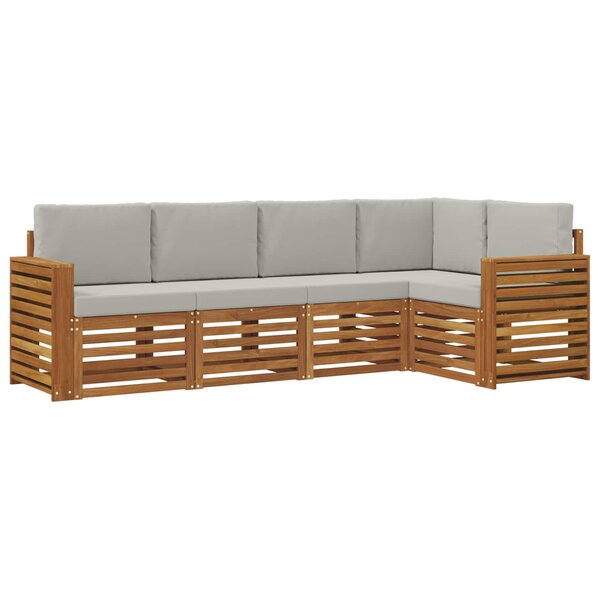 vidaXL Ensemble de canapés d'extérieur 5 pc Gris Naturel et Clair