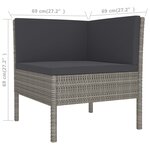 vidaXL Salon de jardin 5 Pièces avec coussins résine tressée gris